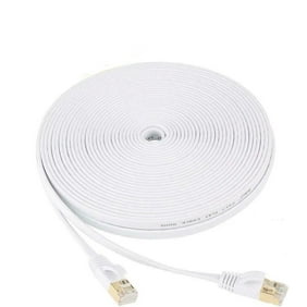 Modem 50FT White LAN Cord with Clips High Speed Rj45 Network Wire for Router Bxton Cat7 Flat Ethernet Cable